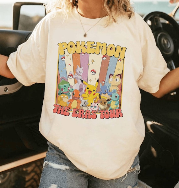 Pokemon T-Shirt Girls Kids Pikachu Eevee Friends Game Blue Top