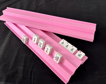Siamese Mah Jongg® Racks PINK! With 2 racks and 2 black pushers. Double handed