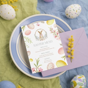 Druckbares Ostermenü - Menükarte Vorlage für Brunch/Mittag/Abendessen/High Tea