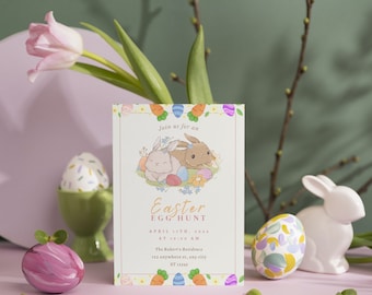 Búsqueda de huevos de Pascua, invitación a fiesta infantil