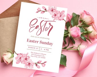 Invitación al domingo de Pascua, almuerzo, brunch, cena, invitación a fiesta
