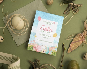 Plantilla imprimible de invitación para fecha de juego/búsqueda de huevos de Pascua