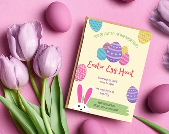 Plantilla de invitación para la búsqueda de huevos de Pascua