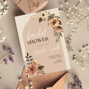 Boho bridal shower invitation template