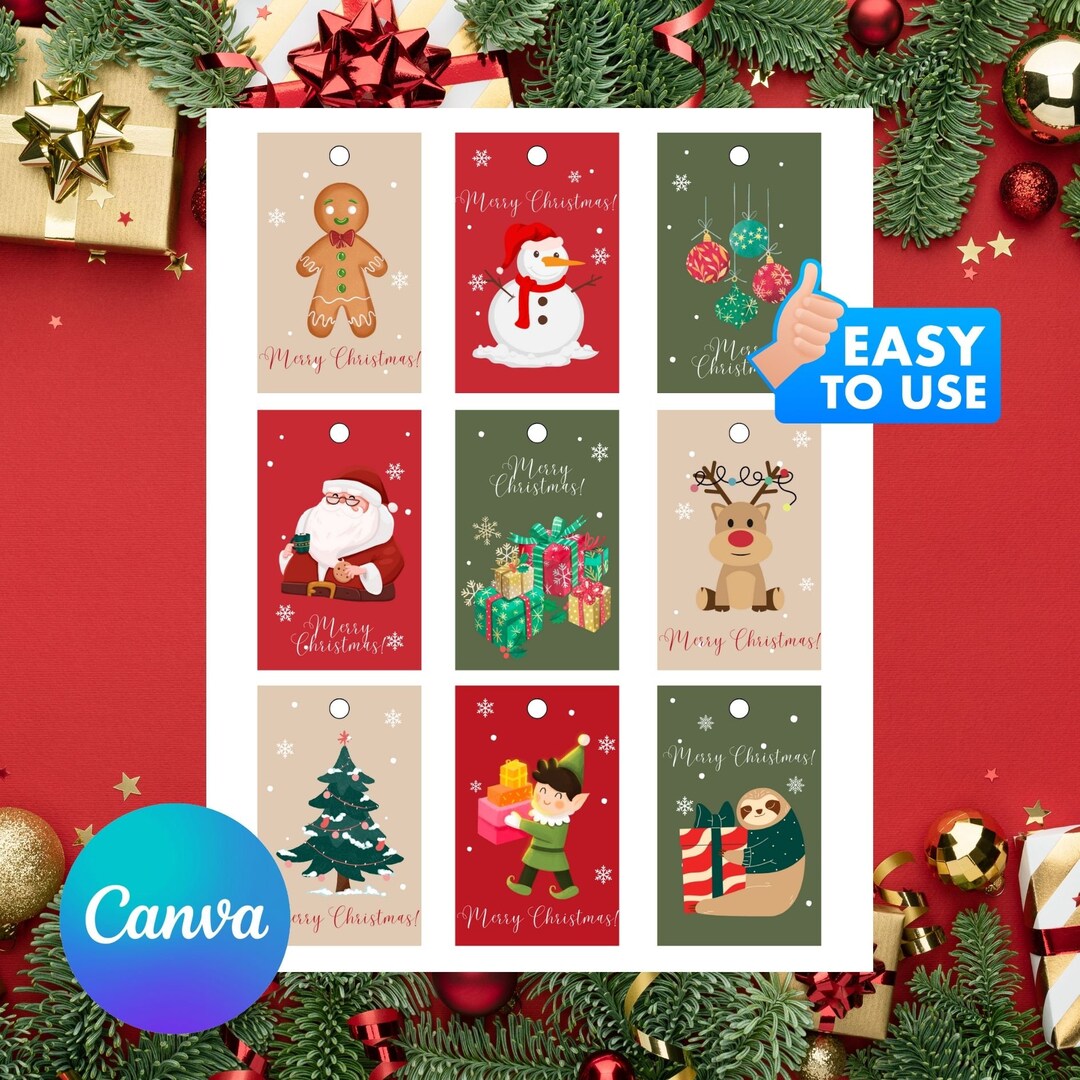 Cute Christmas Gift Tags Printable Template Etsy
