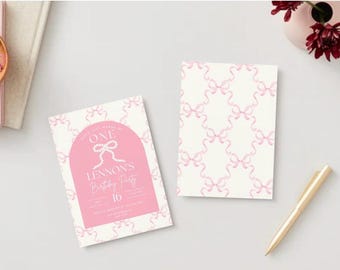 Girls Just Wanna Be One Pink and Pearls Invite