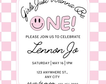 Girls Just Wanna Be One Birthday Invite