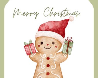 Editable Gingerbread Christmas Gift Tag Template