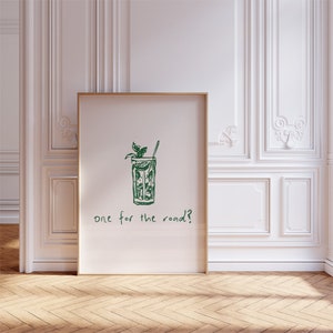 One For The Road Print, Bar Cart Print, Cocktail Art, Happy Hour Art, Drinks Art, Trendy Wall Art, Cocktail Poster, Keuken Print
