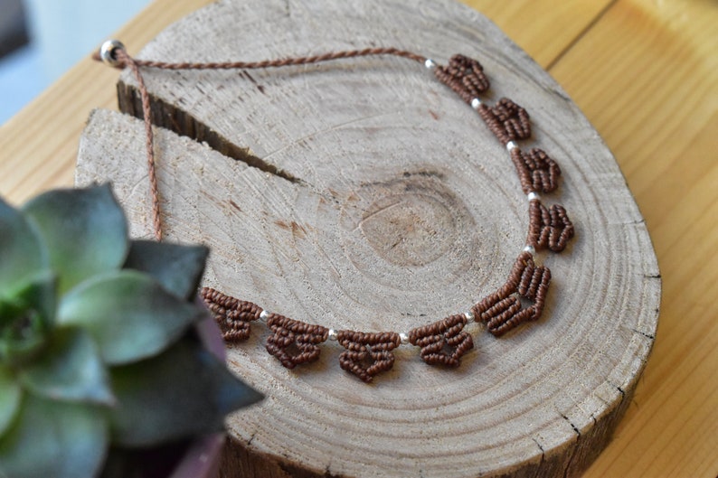 Foxy necklace/macrame necklace/minimal jewelry/bohemian necklace/silver 925/unique jewelry/gift for her/gift ideas/macrame minimal necklace image 5