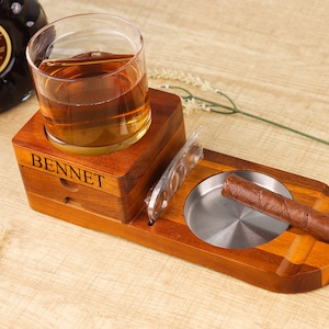 Portacenere personalizzato per whisky e vassoio per sigari, whisky, set di scatole regalo per testimoni dello sposo, regalo per la festa del papà, regalo per lui, regalo personalizzato