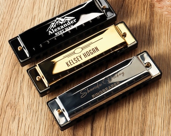 Armónica diatónica de acero inoxidable con grabado, 10 agujeros, tono C, para principiantes, ideal para blues, para niños, adultos y estudiantes, regalo de cumpleaños.