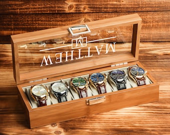 Custom Engraved Watch Box | Gift for Dad | Birthday Gift for Men | Personalized Watch Storage Case| Fathers Day Gift | Anniversary Gift