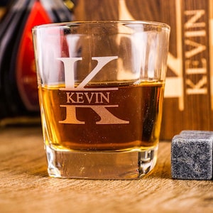 Personalized Whiskey Glass Set with Wooden Box，Best Man Gift，Groomsmen Gift，Boyfriend Gift, Gifts for Men,Housewarming Gift，Glasses Set