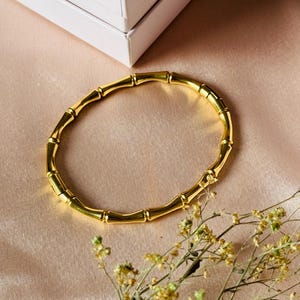 Bamboo Gold Bracelet, Bamboo Bangle, Bracelet For Women, Minimalist Jewelry, 18k Gold Plated Anti Tarnish Bracelet, Best Friend Gift