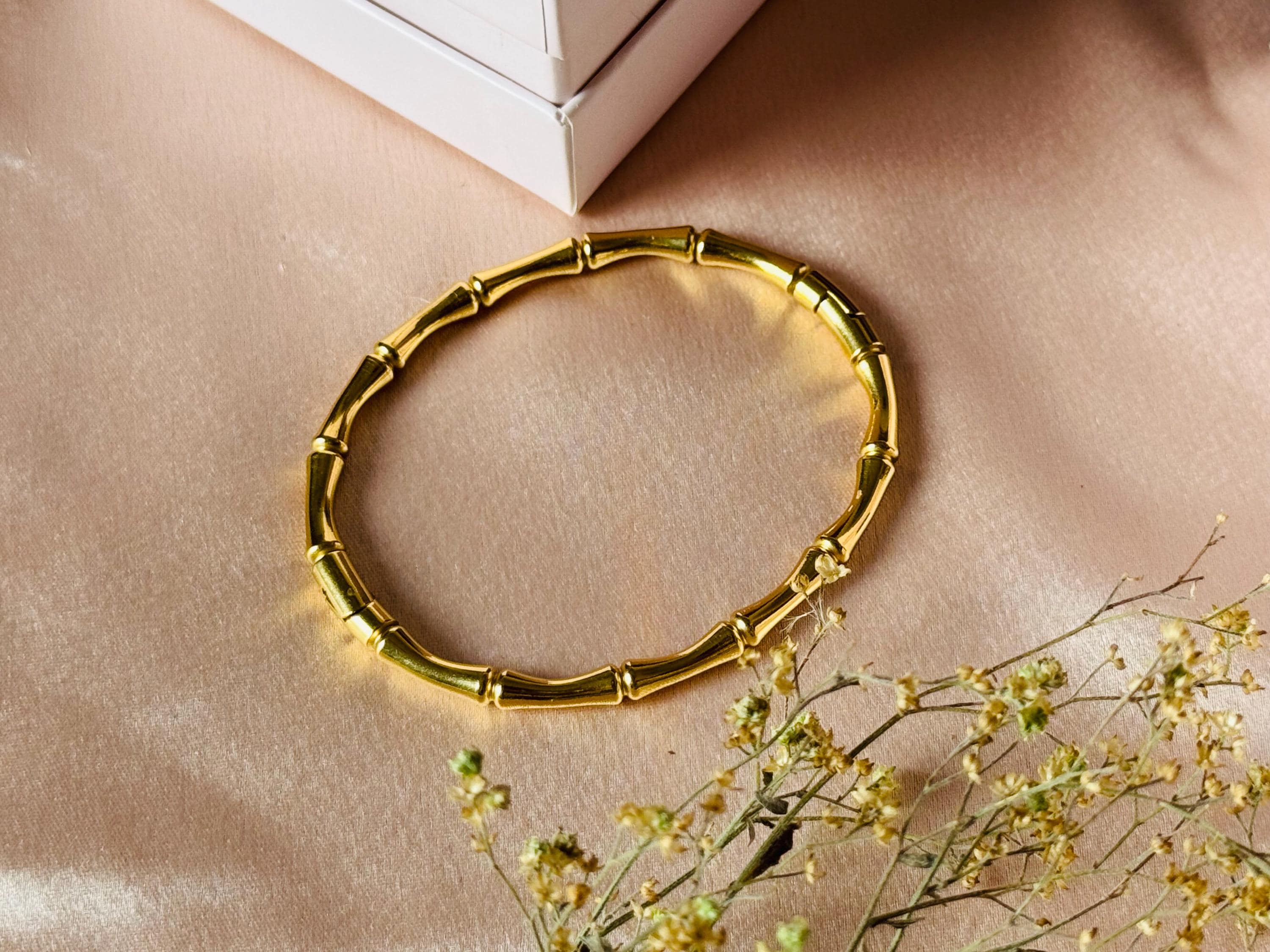 18k Gold Plated Bamboo Bangle: Anti Tarnish Bracelet - Etsy