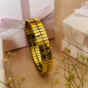 Gold Stainless Steel Bangle Bracelet - Waterproof Tarnish-Resistant Cuff