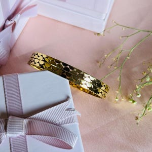 Gold Stainless Steel Cuff Bracelet: Minimalist Unisex Bangle