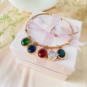 Multi-Color CZ Gemstone Cuff Bangle: 18K Gold Stainless Steel