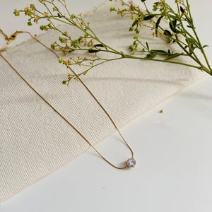 Dainty Diamond Necklace, Single Diamond Pendant Necklace, Floating Diamond Solitaire Necklace, Minimalist Jewelry, Bridesmaid Gift For Her