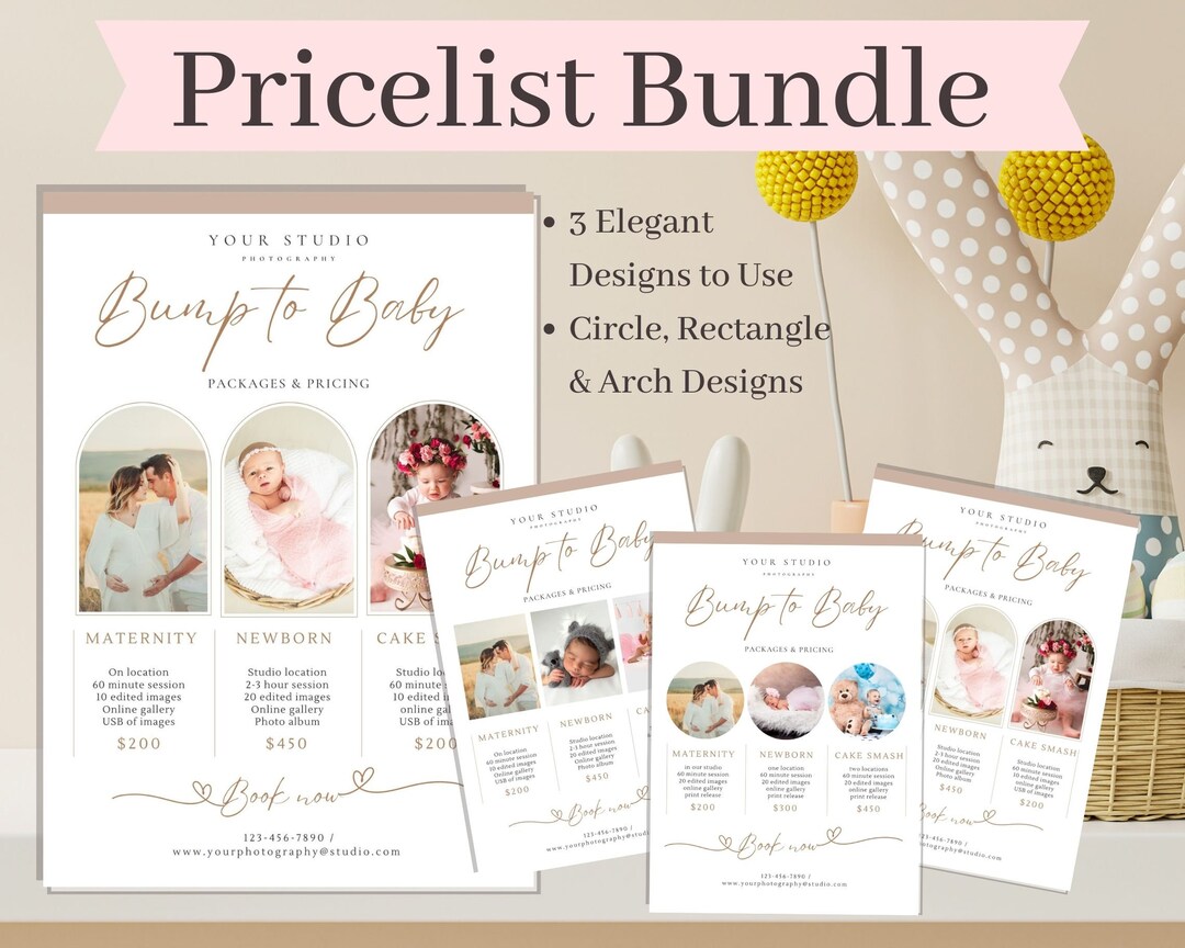 Newborn Photography Pricing Guide Template Bundle Maternity, Family
