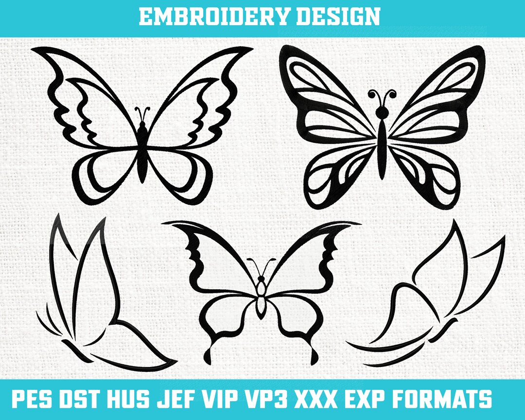 Butterfly Machine Embroidery Design Butterfly Outline Etsy