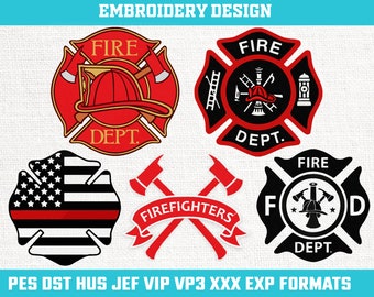 Firefighter Embroidery Design, Maltese Cross Embroidery Design, Fire Logo Embroidery Design, Firefighter Rescue Embroidery