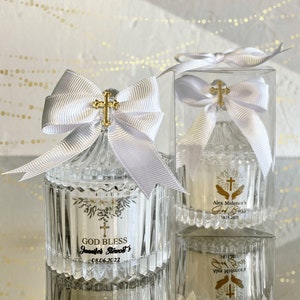 Recuerdos de bautismo personalizados para invitados, lujosos regalos de comunión con cruz dorada a granel, regalos de agradecimiento para bautizos, bautismo de niño y niña
