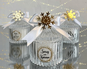 Winter Wedding Candle Favors for Guest, Bridal Shower Party Favor in Bulk, Snowflake Wedding Gift Guest in Box, Thank You Favors