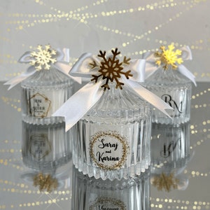 Winter Wedding Candle Favors for Guest, Bridal Shower Party Favor in Bulk, Snowflake Wedding Gift Guest in Box, Thank You Favors