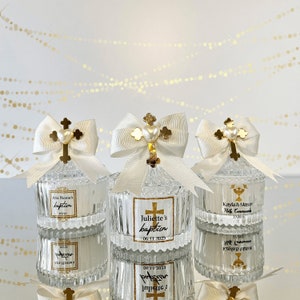 Personalized First Communion Candle Favors, Baptism Favors for Guests, Christening Gifts in Glass, Baptism Bulk Favors, Baptismal Souvenirs