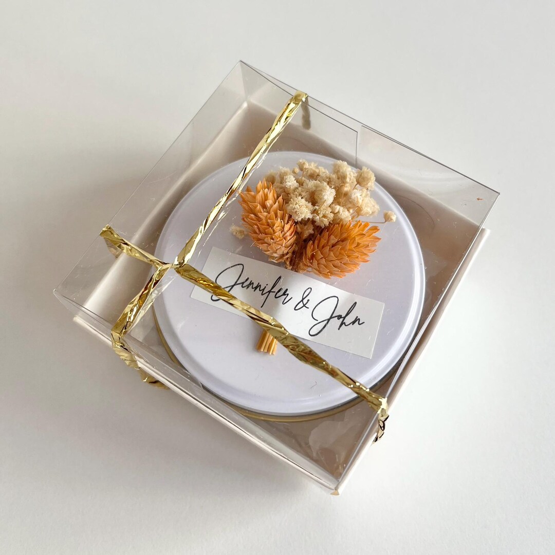 Personalized Dried Flower Candle – Wedding, Shower Favor - Etsy