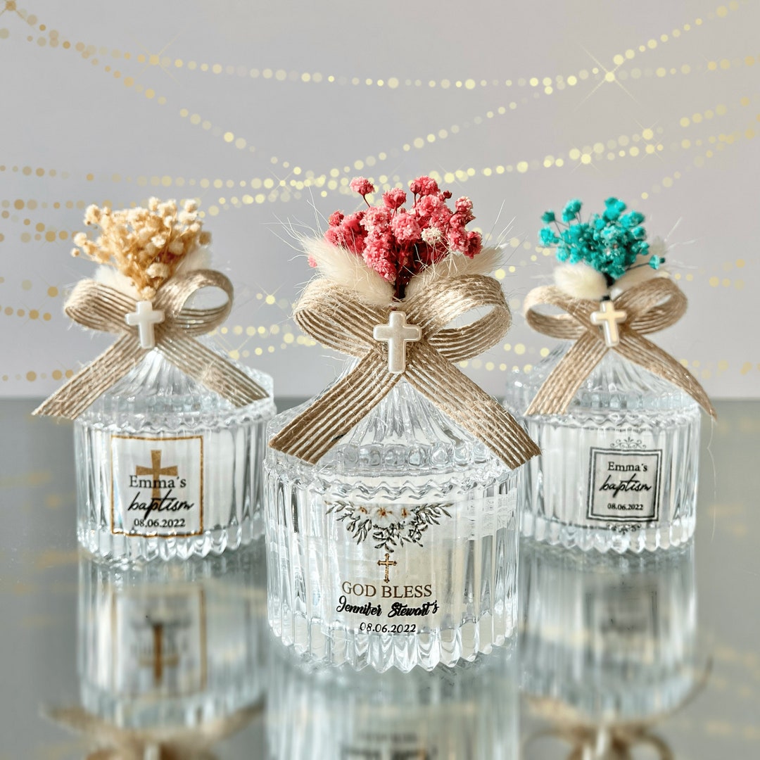 Personalised Candle Baptism Favor for Guest Unique Communion Etsy