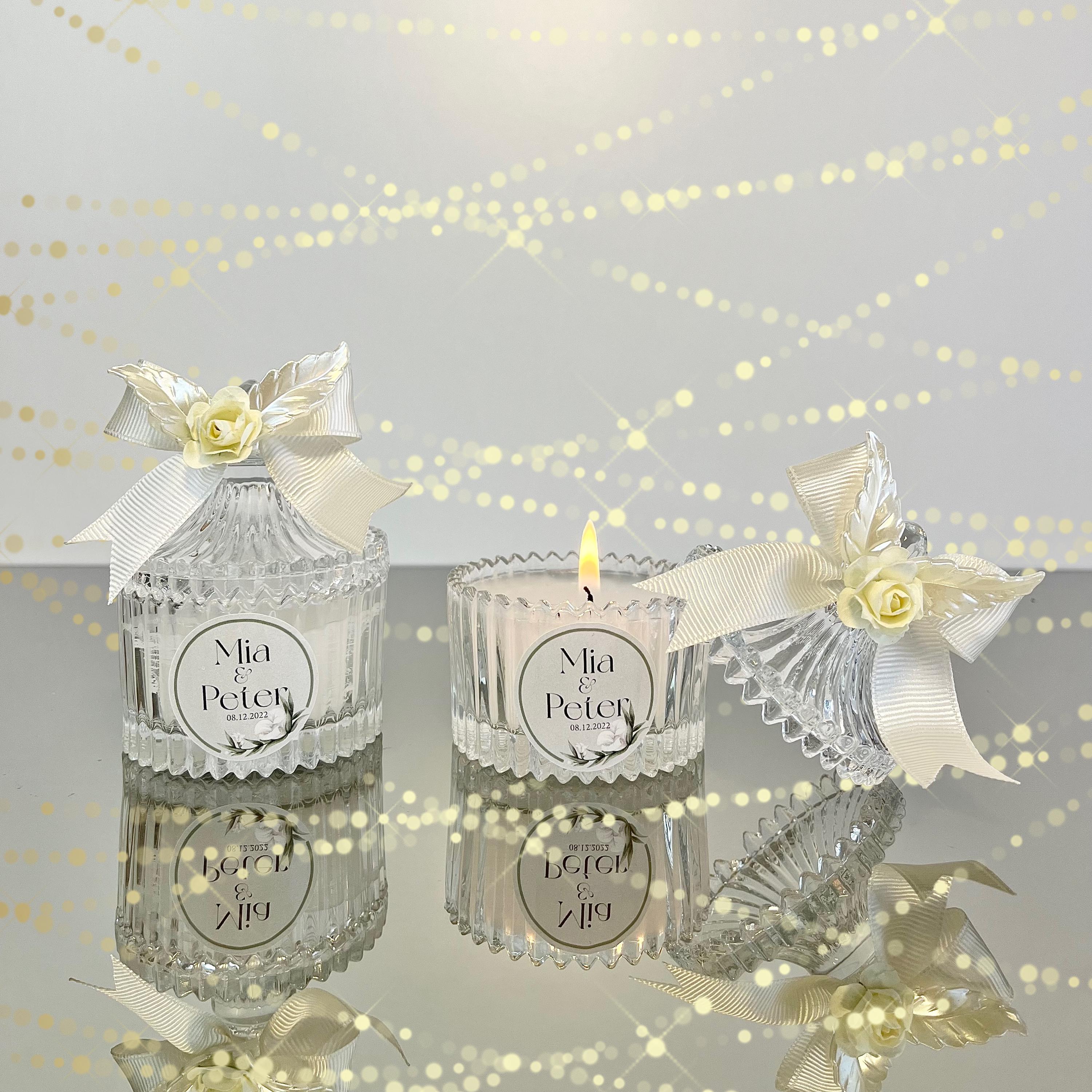 Personalized Wedding Favor Candle: Elegant Glass Candle With Ivory ...