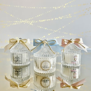 Personalized Baptism Candle Favors: Elegant Glass Jar, Cross Ribbon