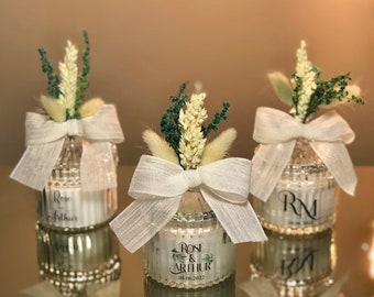 Custom Wedding Candle Favors: Dried Flower Party Gift
