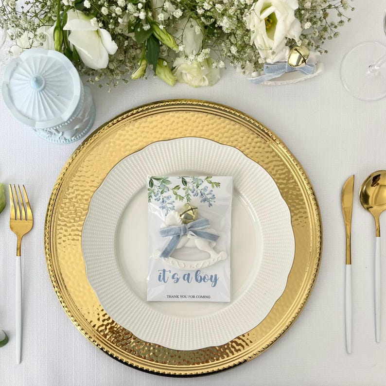 Babyshowermagneet hobbelpaard Gunst: aangepaste kaart, bel en lint afbeelding 7