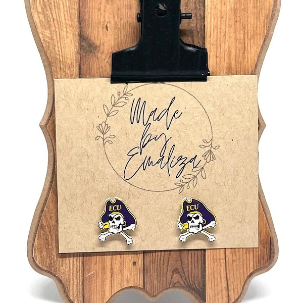 East Carolina University ECU Stud Earrings / Handmade / Pirate Fans / Gifts for ECU Student / Collegiate Earrings