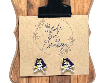 East Carolina University ECU Stud Earrings / Handmade / Pirate Fans / Gifts for ECU Student / Collegiate Earrings