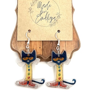 Teacher Gift / Teacher Appreciation / Pete The Cat Earrings / Storybook Jewelry / Gifts for Teacher