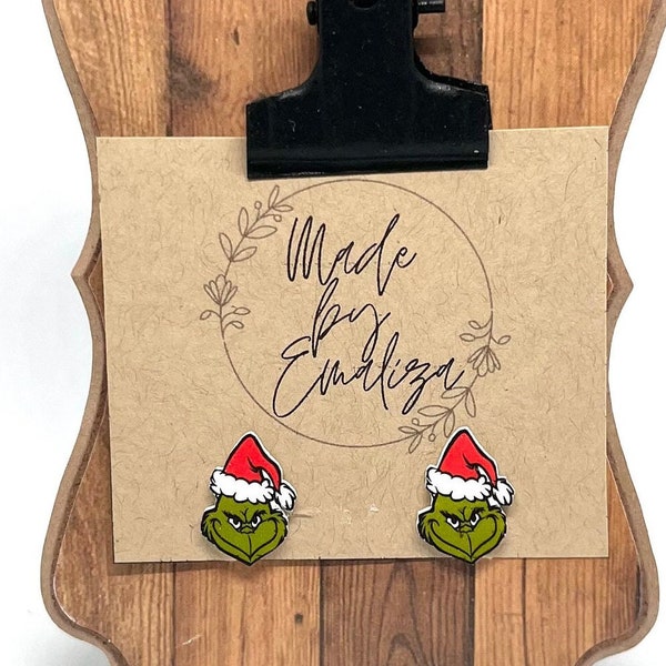 Grinch Stud Earrings / Grinch Christmas / Grinch Jewelry / Christmas Earrings / Gifts for Grinch Fans / Grinch Stole Christmas