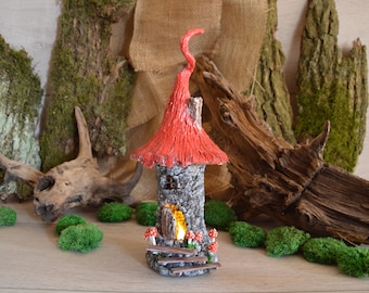 Handmade Papier-Mâché Fairy House with LED Light: Whimsical Home Decor