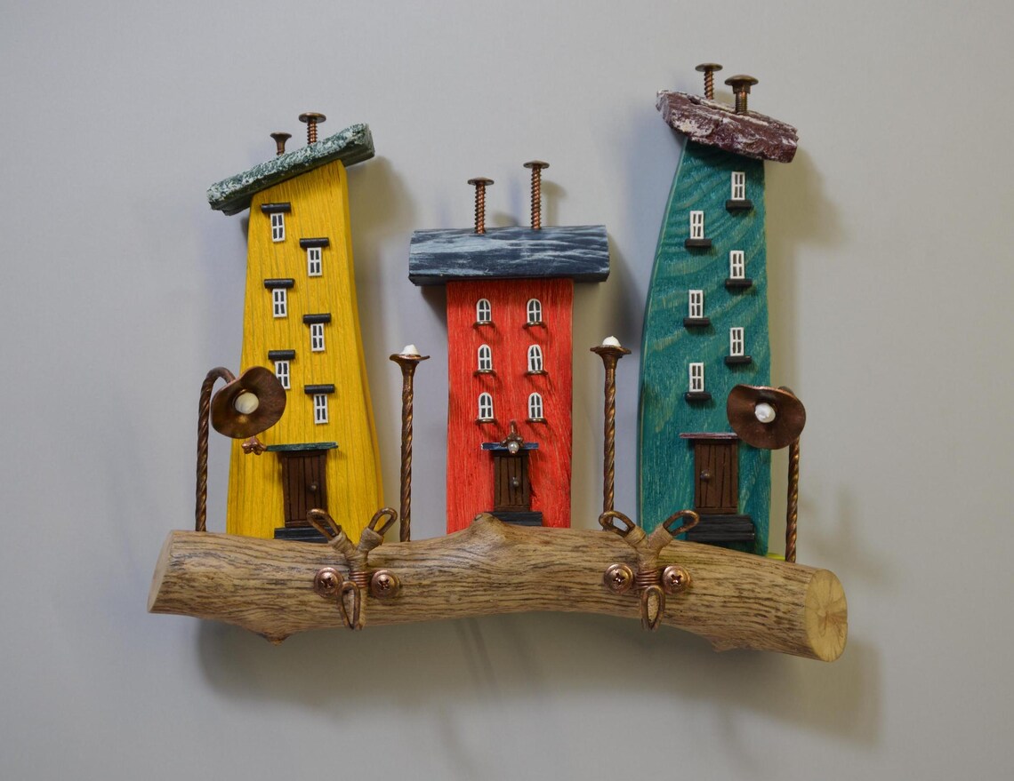 Colorful Wooden Key Holder,tiny Houses,decorative Wall Hook,key