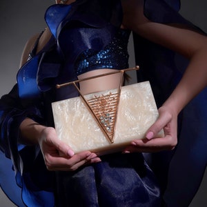 Valentine&#39;s gifts for her, Evening Clutches for women, Mother of pearl Gold Purse with Natural Seashell clutch for bride and  bridesmaids