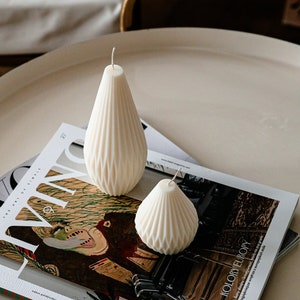 Grande bougie de soja en forme de lanterne nervurée - Décoration d&#39;intérieur faite main