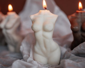 Female Torso Body Candle | Set of 4 | Gradient Body Candle Set | Cream | Light Brown | Brown| Dark Brown | Woman Body Candle