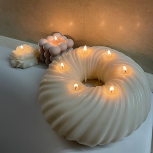 Large Donut 6 Wicks Decorative Candle Handmade Home Decor