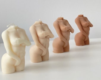 Naakte vrouw vrouwelijk torso lichaam bruin verloop kaarsen