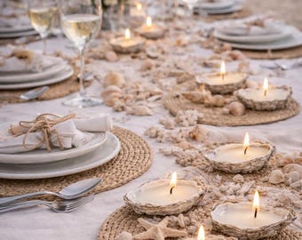 Oyster Shell Candles: Bulk Wedding Favors, Natural Seashell Decor