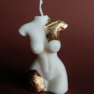 Vela corporal femenina / Escultura corporal Vela de decoración estética / Regalo único / Torso de mujer frustrado en oro